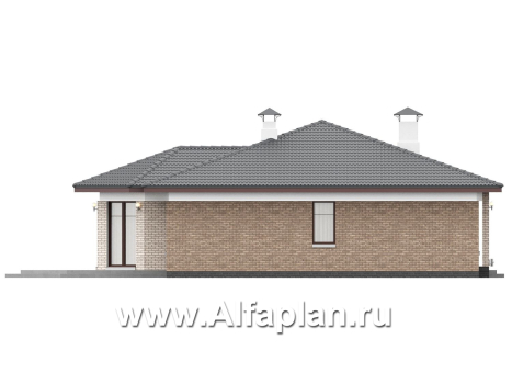 «Антарес» - проект одноэтажного дома в классическом стиле из газобетона, с эркером, мастер спальня, кладовка при кухне - превью фасада дома - фото №2