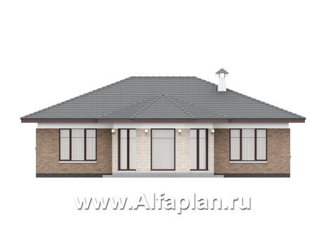 «Антарес» - проект одноэтажного дома в классическом стиле из газобетона, с эркером, мастер спальня, кладовка при кухне - превью фасада дома - фото №3