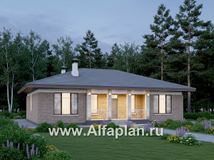 Превью проекта ««Антарес» - проект одноэтажного дома в классическом стиле из газобетона, с эркером, мастер спальня, кладовка при кухне»