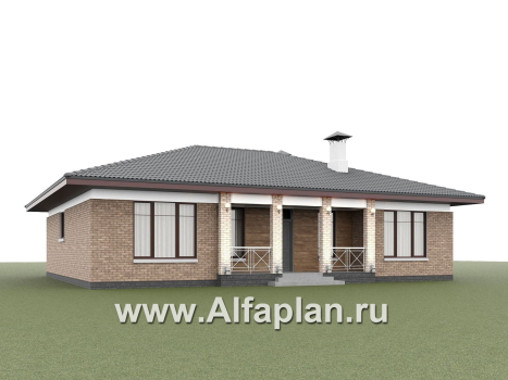 «Антарес» - проект одноэтажного дома в классическом стиле из газобетона, с эркером, мастер спальня, кладовка при кухне - превью дополнительного изображения №4