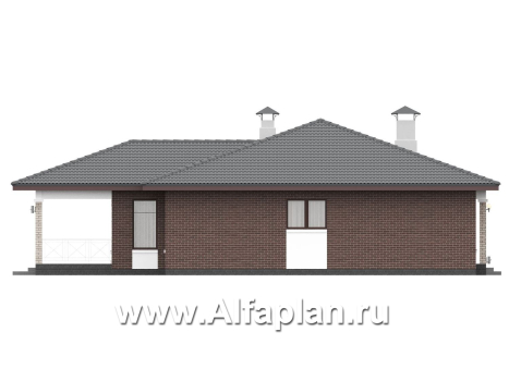 «Антарес» - проект одноэтажного дома в классическом стиле из газобетона, с террасой, мастер спальня, кладовка при кухне - превью фасада дома - фото №4