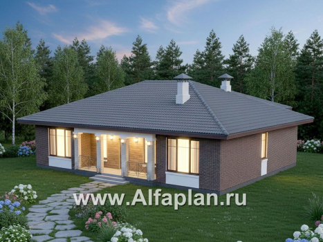 «Антарес» - проект одноэтажного дома в классическом стиле из газобетона, с террасой, мастер спальня, кладовка при кухне - превью дополнительного изображения №3