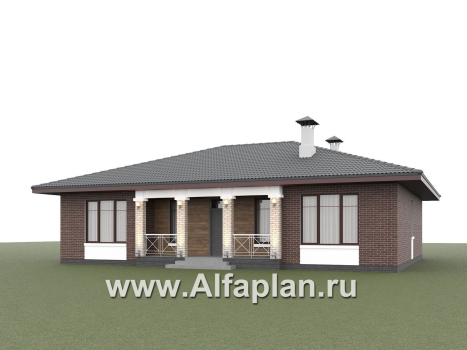 «Антарес» - проект одноэтажного дома в классическом стиле из газобетона, с террасой, мастер спальня, кладовка при кухне - превью дополнительного изображения №5