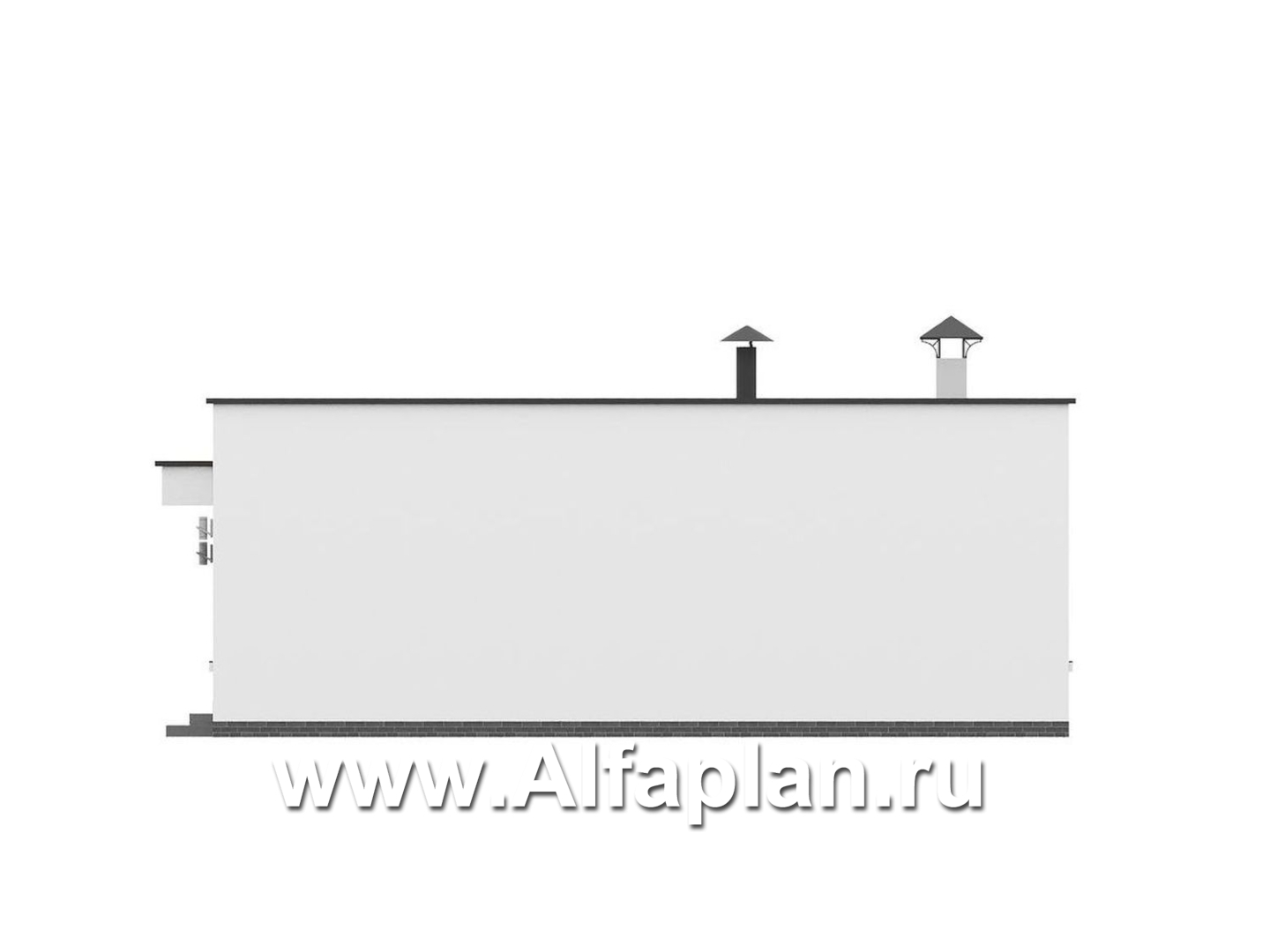 «Подлипье» - экономичный одноэтажный коттедж с плоской кровлей, планировка 2 спальни, с террасой - фасад дома - фото №4