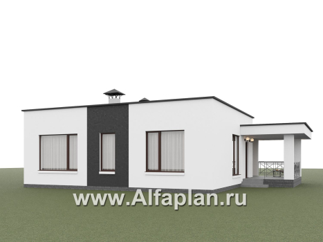 «Подлипье» - экономичный одноэтажный коттедж с плоской кровлей, планировка 2 спальни, с террасой - превью дополнительного изображения №4