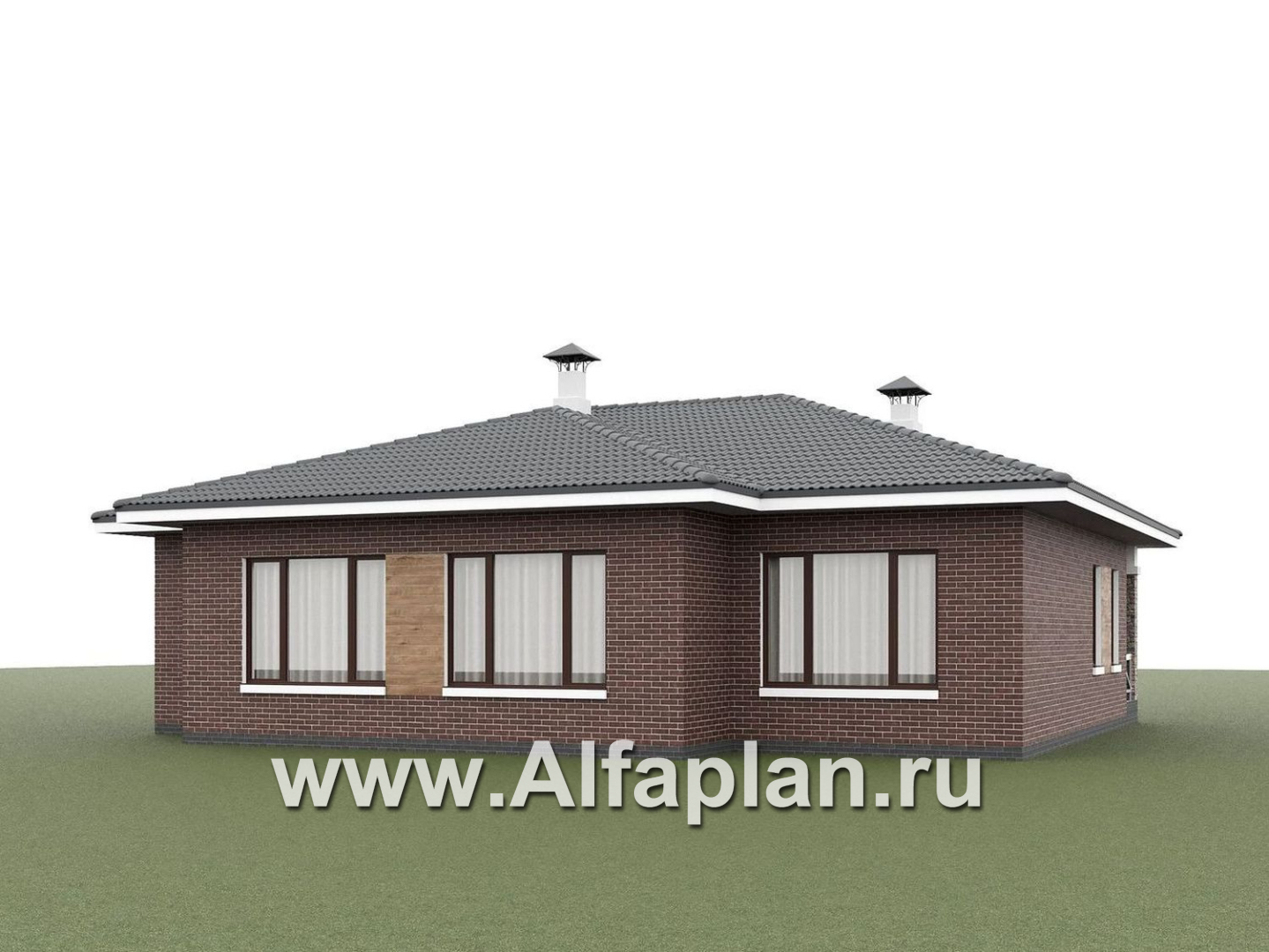 «Селена» - проект одноэтажного дома, планировка мастер спальня, 2 детских, кладовая при кухне, остекленная веранда - дизайн дома №4