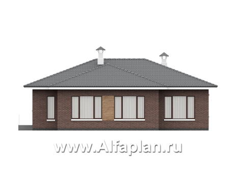 «Селена» - проект одноэтажного дома, планировка мастер спальня, 2 детских, кладовая при кухне, остекленная веранда - превью фасада дома - фото №3