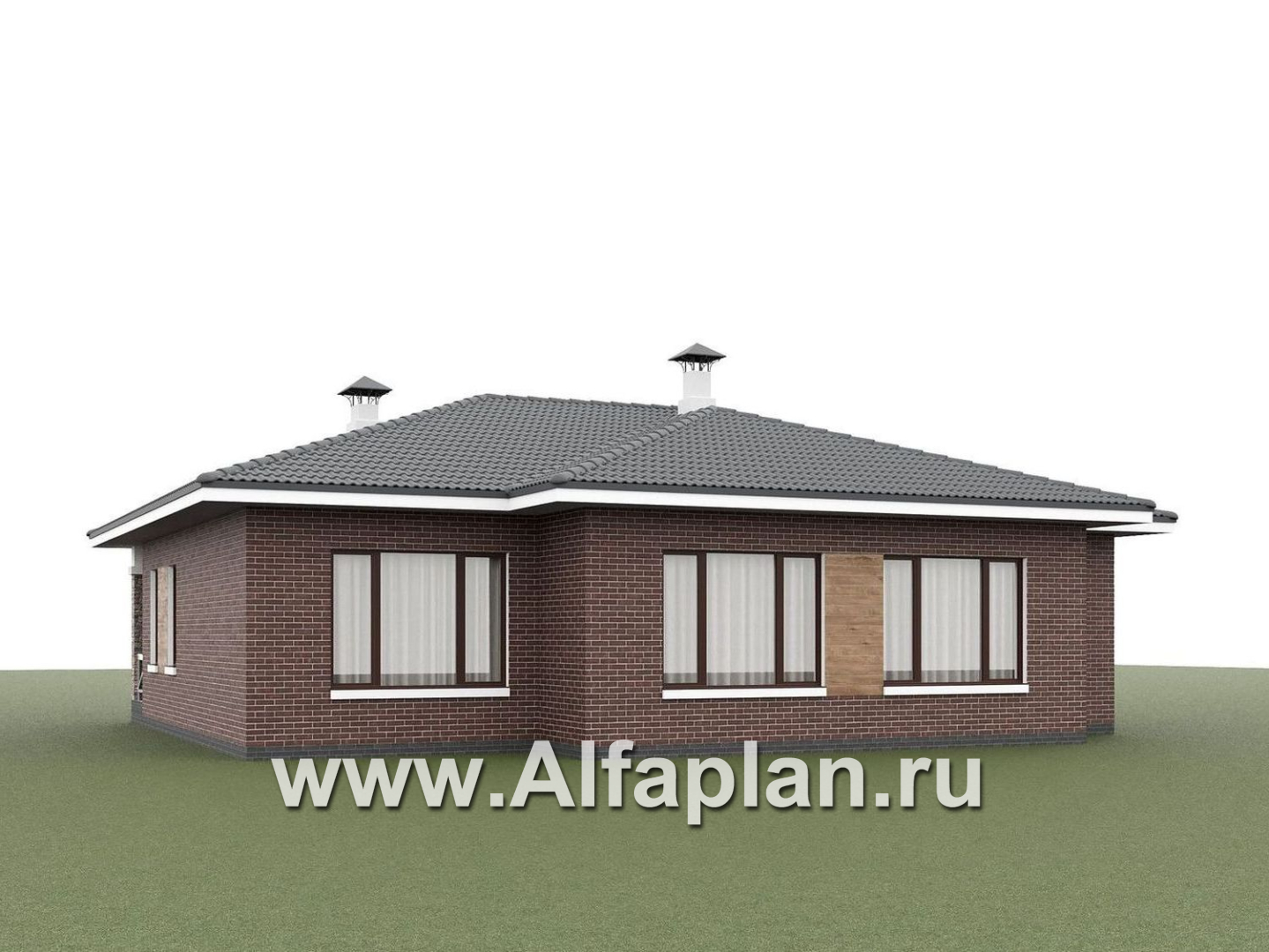 «Селена» - проект одноэтажного дома, планировка мастер спальня, 2 детских, кладовая при кухне, остекленная веранда - дизайн дома №4