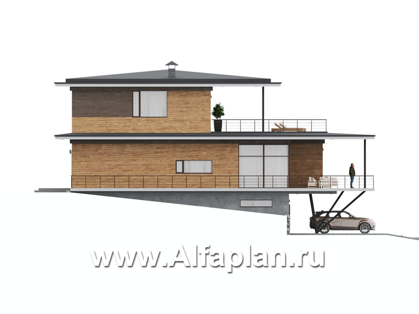 "Парящая гавань" - проект эксклюзивного дома на рельефе, со СПА центром и гаражом - дизайн дома №11