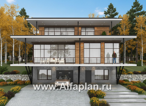 "Парящая гавань" - проект эксклюзивного дома на рельефе, со СПА центром и гаражом - превью дополнительного изображения №5