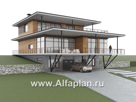 "Парящая гавань" - проект эксклюзивного дома на рельефе, со СПА центром и гаражом - превью дополнительного изображения №6