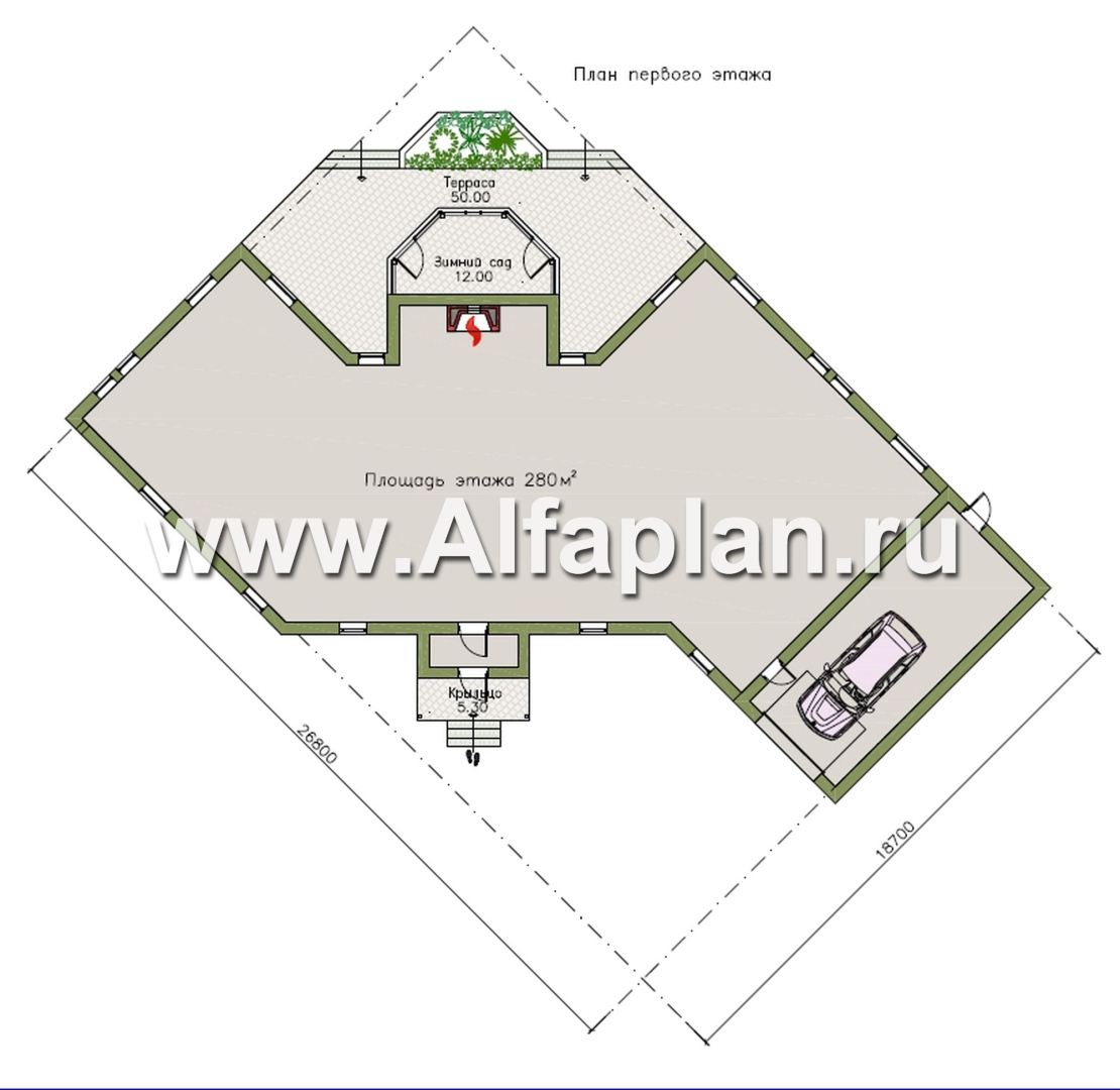 "Либерта" - реконструкция, надстройка мансарды  (второго этажа), плюс гараж и веранда - план дома - фото №1