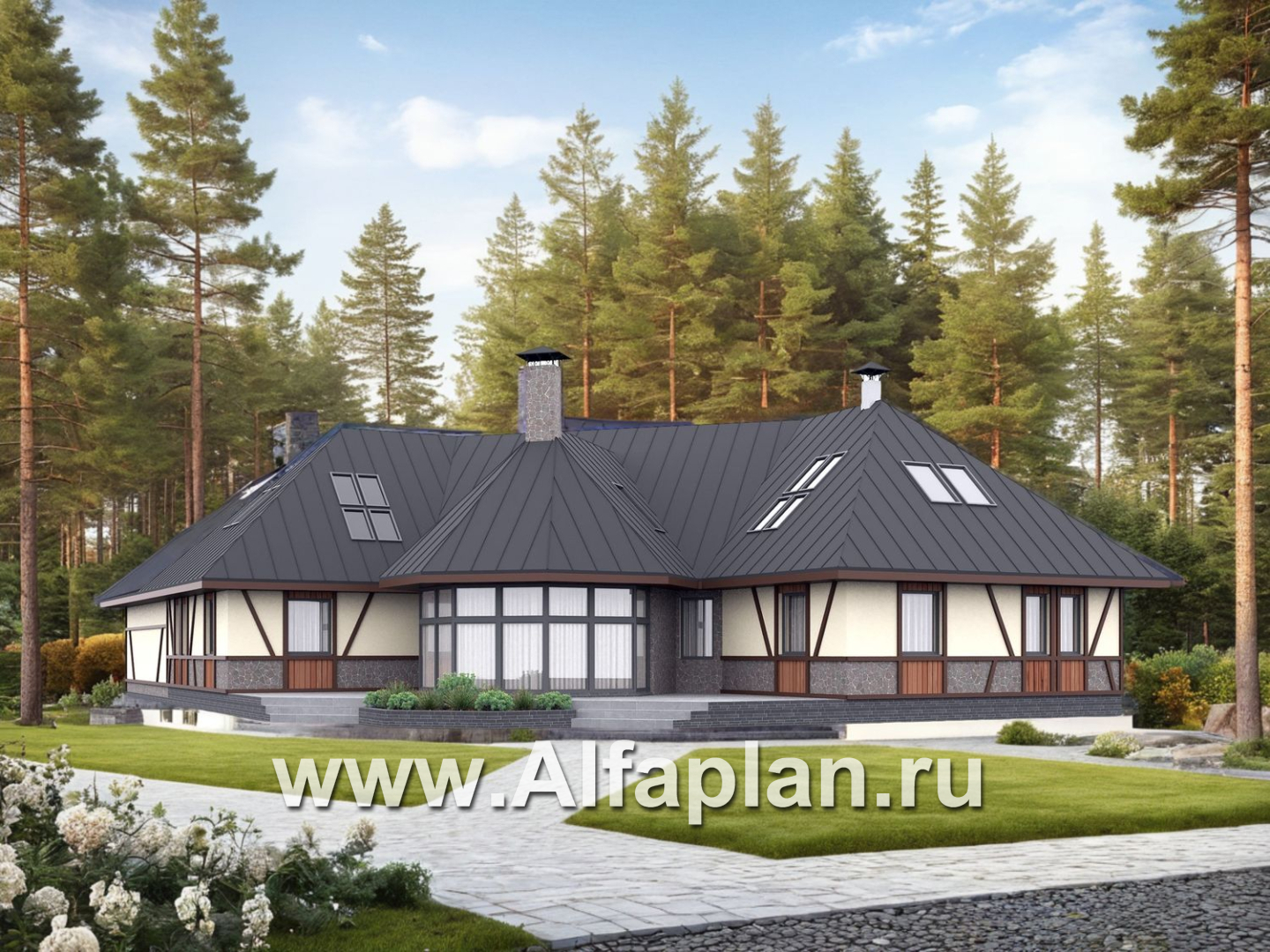 "Либерта" - реконструкция, надстройка мансарды  (второго этажа), плюс гараж и веранда - дизайн дома №3