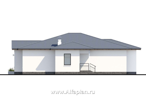 «Калипсо» - проект одноэтажного дома, 4 спальни, в современном стиле - превью фасада дома - фото №2
