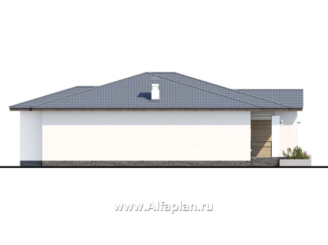 «Калипсо» - проект одноэтажного дома, 4 спальни, в современном стиле - превью фасада дома - фото №3