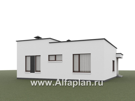 «Белоостров» - проект одноэтажного дома с плоской крышей, планировка 2 спальни, кладовая при кухне - превью дополнительного изображения №4