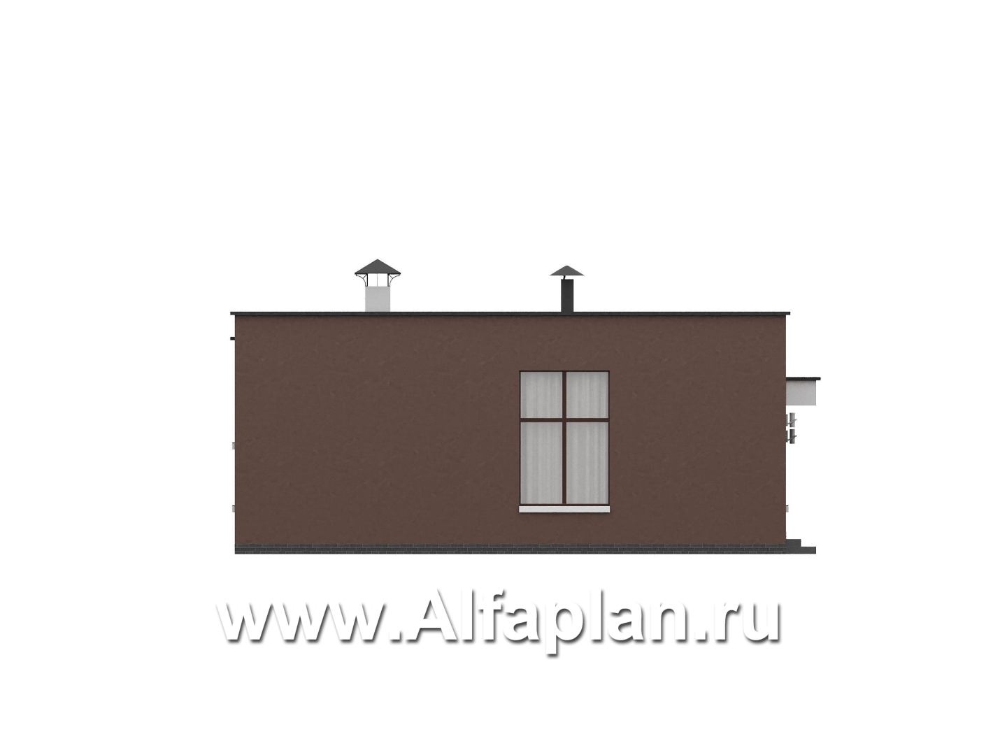 «Белоостров» - проект одноэтажного дома с плоской крышей, планировка 2 спальни, кладовая при кухне - фасад дома - фото №4