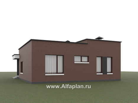 «Белоостров» - проект одноэтажного дома с плоской крышей, планировка 2 спальни, кладовая при кухне - превью дополнительного изображения №4