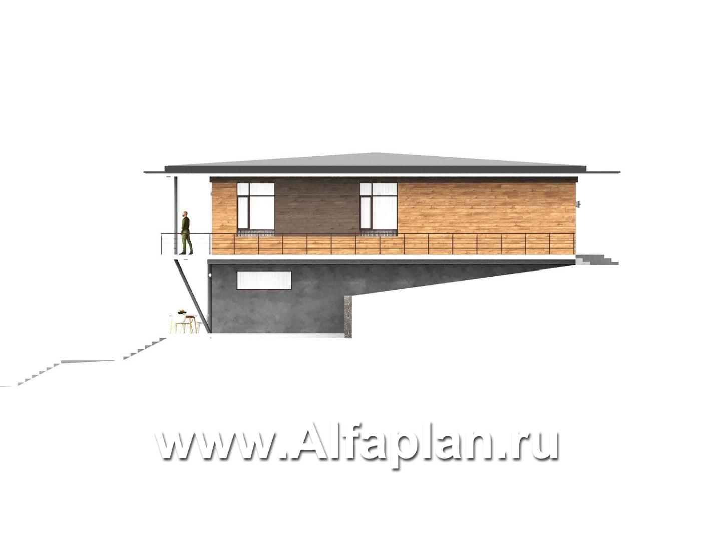 «Эйрхаус» - одноэтажная вилла вилла, с цокольным этажом, с бассейном и биллиардной, мастер спальня, панорамное остекление - фасад дома - фото №4
