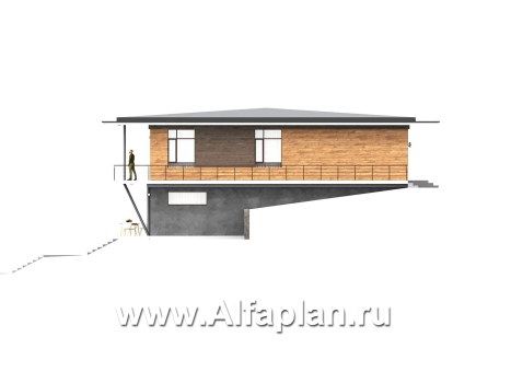 «Эйрхаус» - одноэтажная вилла вилла, с цокольным этажом, с бассейном и биллиардной, мастер спальня, панорамное остекление - превью фасада дома - фото №4