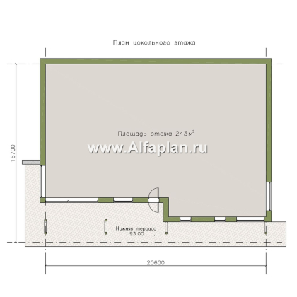 «Эйрхаус» - одноэтажная вилла вилла, с цокольным этажом, с бассейном и биллиардной, мастер спальня, панорамное остекление - превью план дома - фото №1