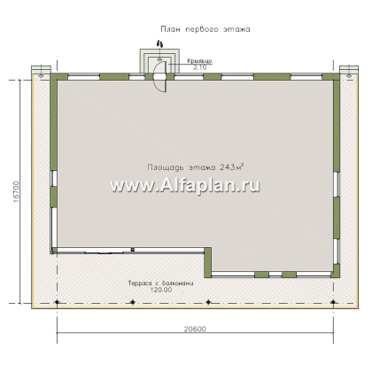 «Эйрхаус» - одноэтажная вилла вилла, с цокольным этажом, с бассейном и биллиардной, мастер спальня, панорамное остекление - превью план дома - фото №2