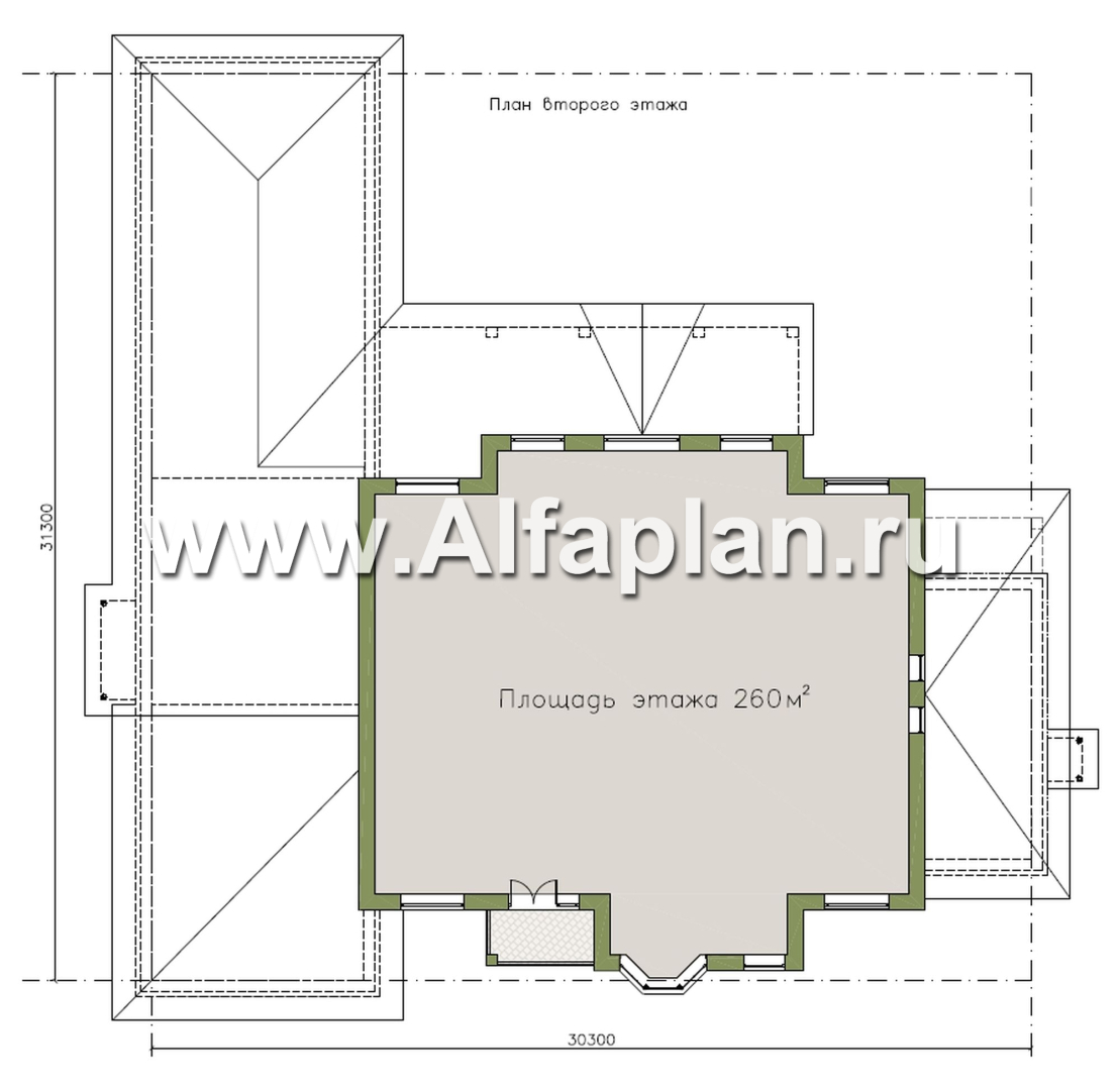 «Московия» - проект двухэтажного дома,  с двусветной гостиной и бассейном, семейный особняк в русском стиле - план дома - фото №1