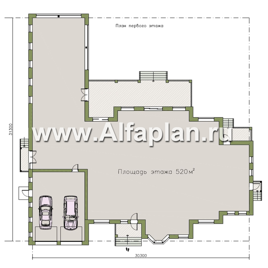 «Московия» - проект двухэтажного дома,  с двусветной гостиной и бассейном, семейный особняк в русском стиле - план дома - фото №2