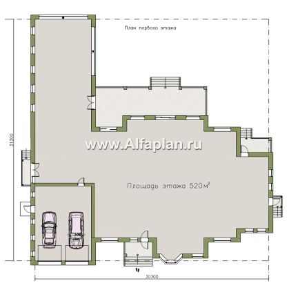 «Московия» - проект двухэтажного дома,  с двусветной гостиной и бассейном, семейный особняк в русском стиле - превью план дома - фото №2
