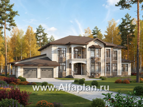 «Московия» - проект двухэтажного дома,  с двусветной гостиной и бассейном, семейный особняк в русском стиле - превью дополнительного изображения №1