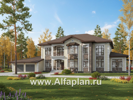 «Московия» - проект двухэтажного дома,  с двусветной гостиной и бассейном, семейный особняк в русском стиле - превью дополнительного изображения №2