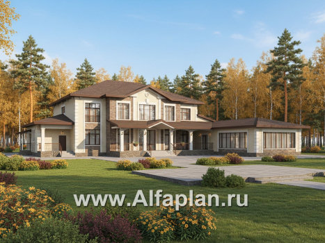 «Московия» - проект двухэтажного дома,  с двусветной гостиной и бассейном, семейный особняк в русском стиле - превью дополнительного изображения №3