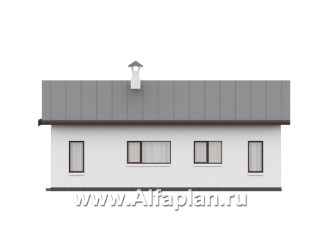 «Акцепт» - проект одноэтажного дома, планировка 2 спальни, с террасой и кладовкой при кухне. Есть вариан 1-а спальня + сауна - превью фасада дома - фото №3