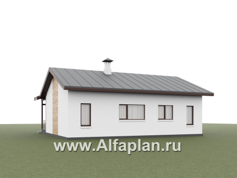 «Акцепт» - проект одноэтажного дома, планировка 2 спальни, с террасой и кладовкой при кухне. Есть вариан 1-а спальня + сауна - превью дополнительного изображения №3