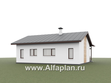 «Акцепт» - проект одноэтажного дома, планировка 2 спальни, с террасой и кладовкой при кухне. Есть вариан 1-а спальня + сауна - превью дополнительного изображения №3