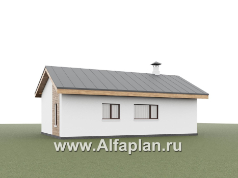 «Акцепт» - проект одноэтажного дома с двускатной кровлей, 2 спальни, с террасой. Есть вариант с сауной - превью дополнительного изображения №5