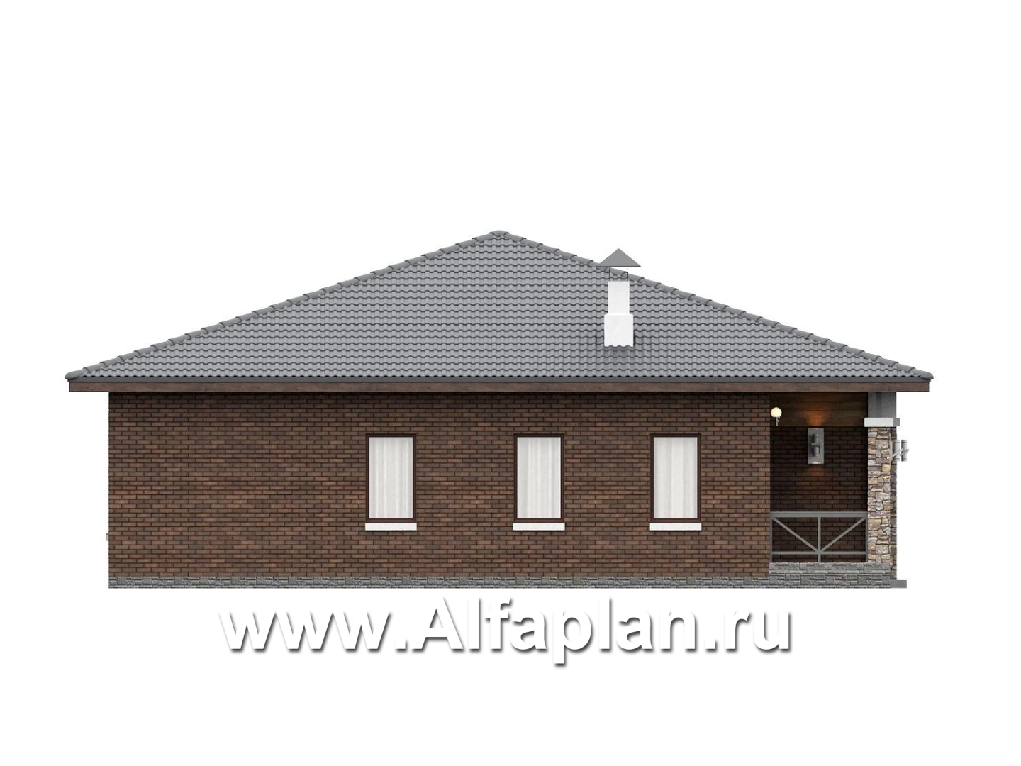 «Лукоморье» - улучшенный проект одноэтажного дома, мастер спальня, 2 детских, кладовка при кухне - фасад дома - фото №2