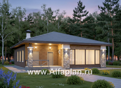 «Лукоморье» - улучшенный проект одноэтажного дома, мастер спальня, 2 детских, кладовка при кухне - превью дополнительного изображения №1