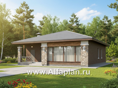 «Лукоморье» - улучшенный проект одноэтажного дома, мастер спальня, 2 детских, кладовка при кухне - превью дополнительного изображения №2