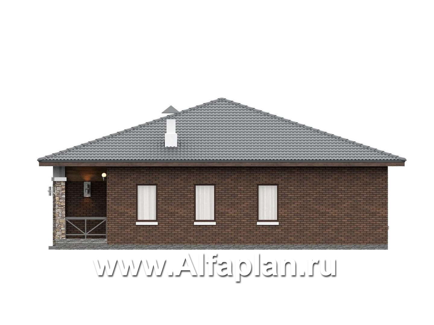 «Лукоморье» - улучшенный проект одноэтажного дома, мастер спальня, 2 детских, кладовка при кухне - фасад дома - фото №2