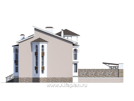 «Черное море» - проект РЕКОНСТРУКЦИИ - вилла на рельефе на берегу Черного моря, с цокольным этажом и биллиардной, мастер спальня - превью фасада дома - фото №4