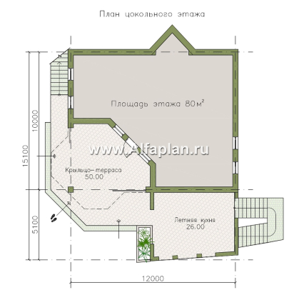«Черное море» - проект РЕКОНСТРУКЦИИ - вилла на рельефе на берегу Черного моря, с цокольным этажом и биллиардной, мастер спальня - превью план дома - фото №4
