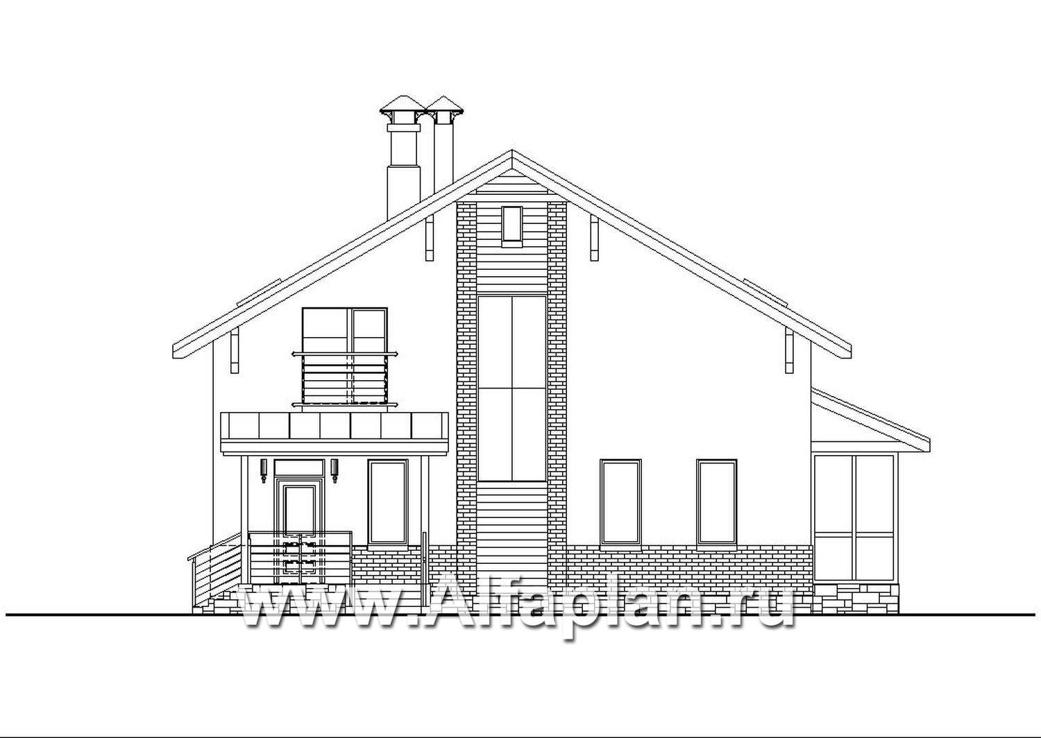 «Регата» - красивый проект дома с мансардой, планировка с мастер спальней, вторая гостиная на 2-ом этаже - фасад дома - фото №3