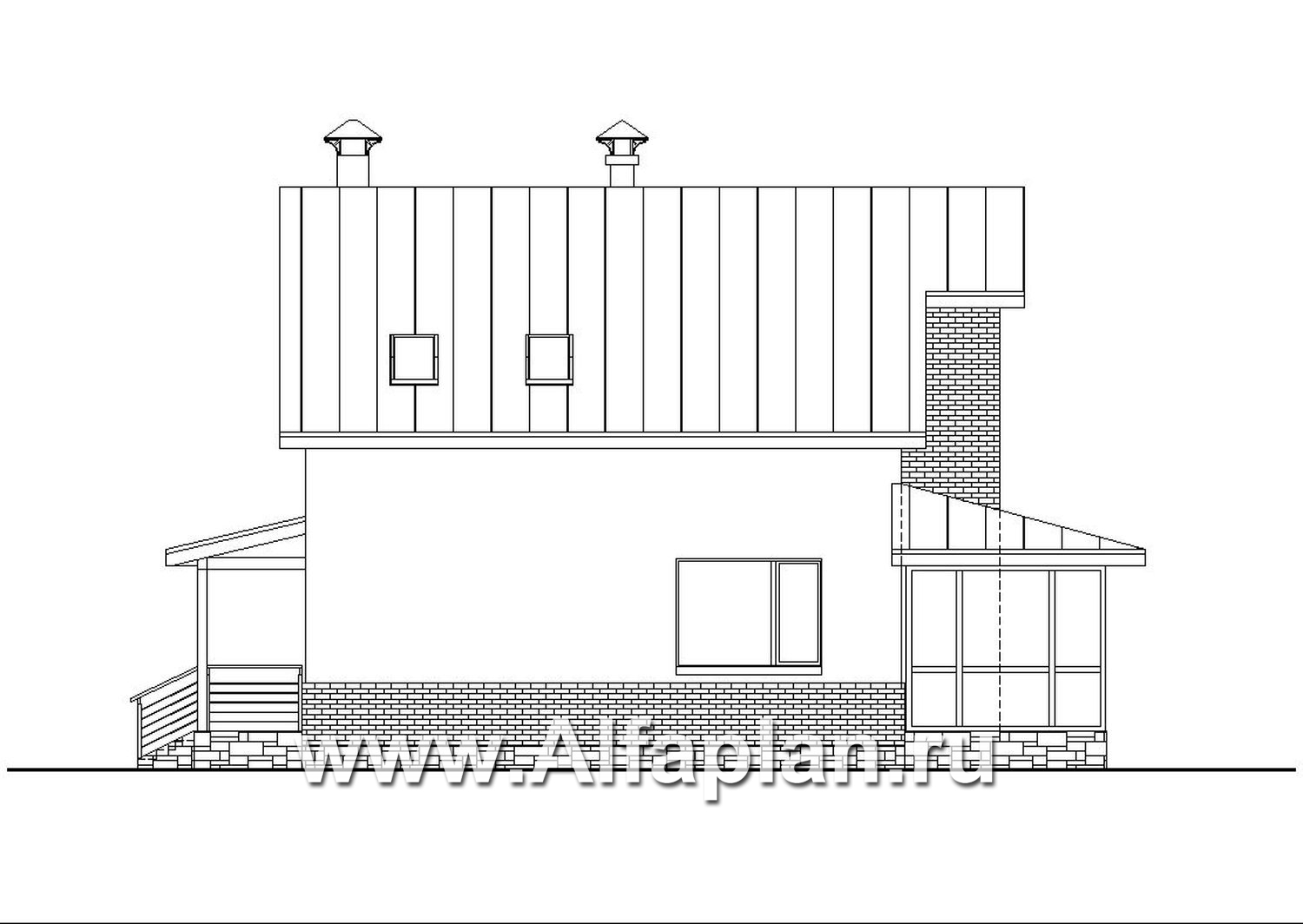 «Регата» - красивый проект дома с мансардой, планировка с мастер спальней, вторая гостиная на 2-ом этаже - фасад дома - фото №4