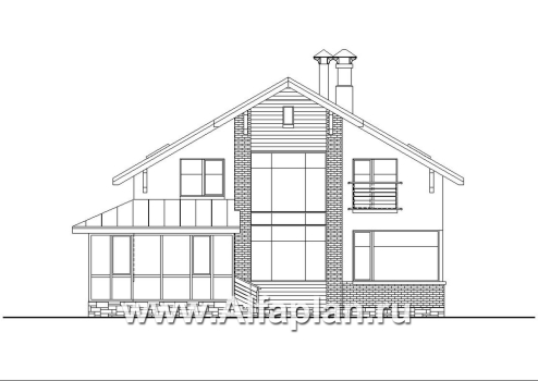 «Регата» - красивый проект дома с мансардой, планировка с мастер спальней, вторая гостиная на 2-ом этаже - превью фасада дома - фото №1