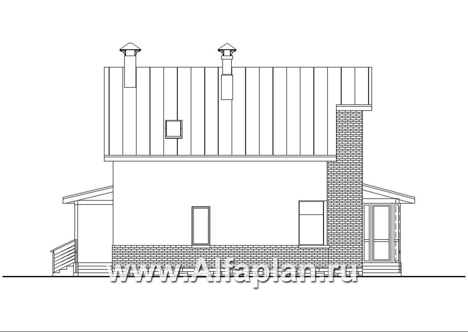 «Регата» - красивый проект дома с мансардой, планировка с мастер спальней, вторая гостиная на 2-ом этаже - фасад дома - фото №2