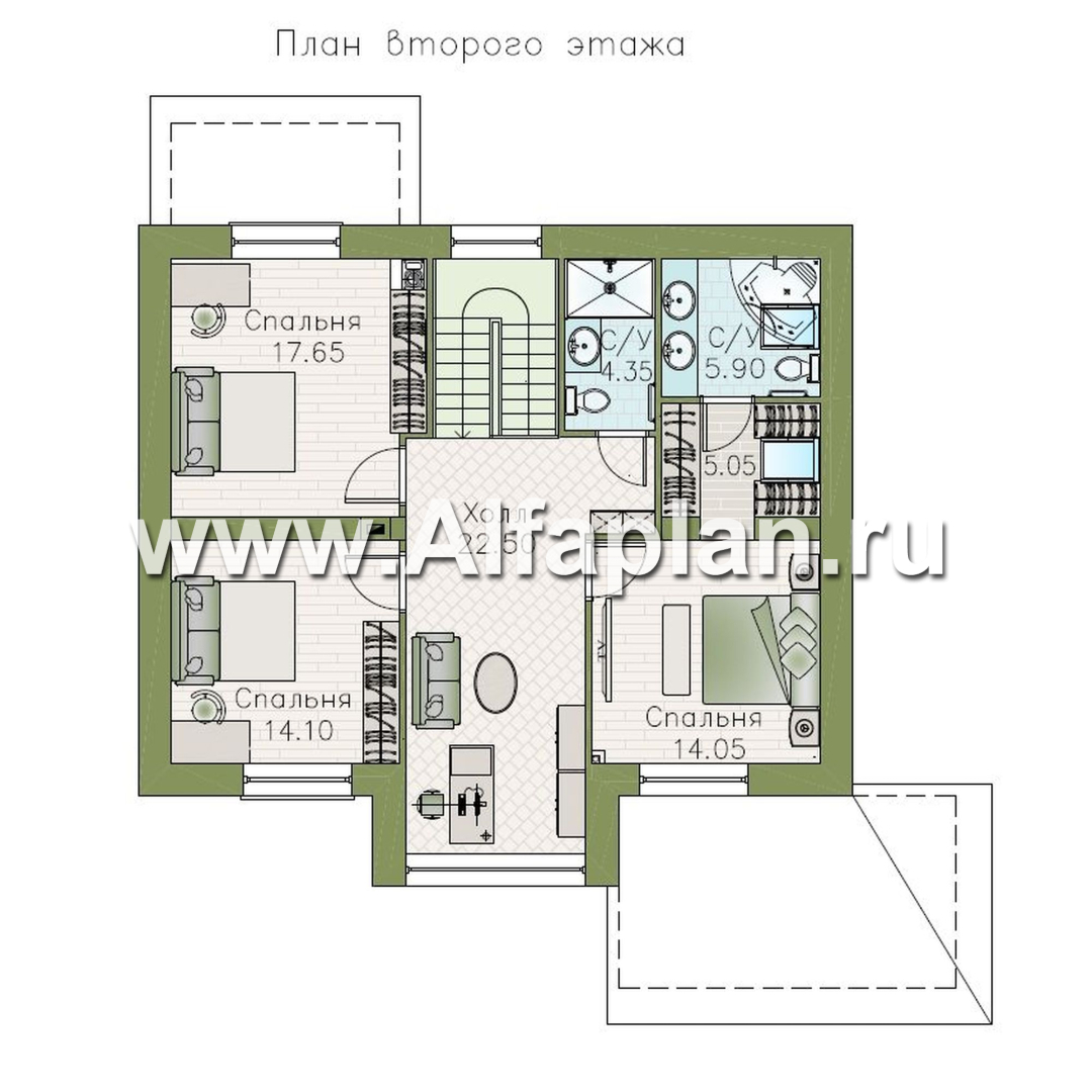 «Регата» - красивый проект дома с мансардой, планировка с мастер спальней, вторая гостиная на 2-ом этаже - план дома - фото №2