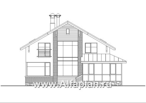 «Регата» - красивый проект дома с мансардой, планировка с мастер спальней, вторая гостиная на 2-ом этаже - превью фасада дома - фото №1