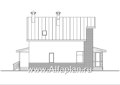 «Регата» - красивый проект дома с мансардой, планировка с мастер спальней, вторая гостиная на 2-ом этаже - превью фасада дома - фото №2
