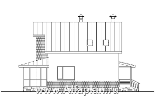 «Регата» - красивый проект дома с мансардой, планировка с мастер спальней, вторая гостиная на 2-ом этаже - превью фасада дома - фото №4